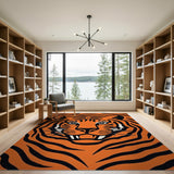 Orange Bold Orange Tiger Face Area Rug