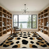 Boho Chic Brown and Tan Leopard Print Cream Area Rug