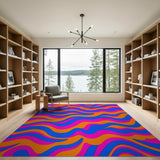 Multi-color and Patterns Vibrant Wavy Multi-Color Area Rug