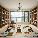 Brown and Tan Adorable Brown Teddy Bear Kids Area Rug