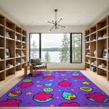 Whimsical Hearts Stars Flowers Kids Area Rug