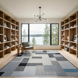 Textured Grey Geometric Area Rug