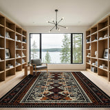 Bold Geometric Southwestern Rug in Black, Ivory Terracotta