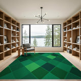 Vibrant Green Diamond Grid Area Rug
