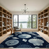 Navy Seashell Nautilus Coastal Area Rug