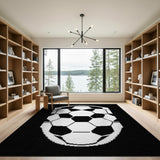 Black White Geometric Round Area Rug