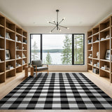 Black and White Rustic Farmhouse Classic Black White Buffalo Check Area Rug
