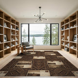 Vintage Postcard Brown Area Rug