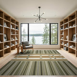 Olive Tan Striped Geometric Area Rug