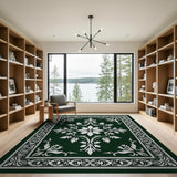 Green Ornate Green Floral Persian Medallion Rug