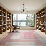 Pink Geometric Block Area Rug