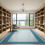 Blue Border Coastal Area Rug