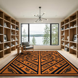 Orange Pumpkin Harvest Fruit Pattern Area Rug