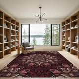 Deep Red Floral Medallion Area Rug