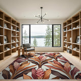 Torch Ginger Flower Leaf Pattern Area Rug