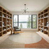 Abstract Cream Circle Beige Orange Area Rug