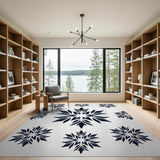 Snowflake Silhouette Area Rug Black White