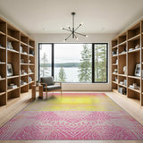 Vibrant Pink Yellow Geometric Southwestern Rug