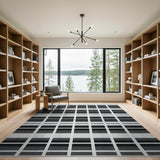 Black and White Black White Geometric Dotted Stripe Area Rug