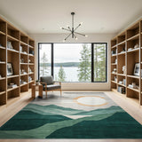 Geometric Green Mountain Sunrise Rug