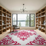 Ornate Red Floral Area Rug