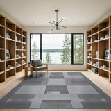 Modern Grey Grid Geometric Geometric Modern Area Rug