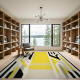 Yellow Bold Yellow Geometric Abstract Area Rug