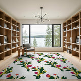 Multi-color and Patterns Vibrant Pink Floral Pattern Area Rug