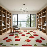 Ripe Red Apple Fruit Pattern Area Rug