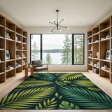 Tropical Palm Monstera Leaf Area Rug