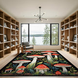 Multi-color and Patterns Whimsical Red Mushroom Grove Area Rug