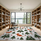 Festive Forest Animals Christmas Pattern Rug
