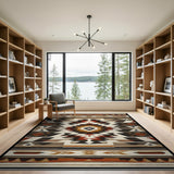 Southwestern Geometric Area Rug in Black Tan Rust