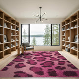 Hot Pink Leopard Print Tufted Area Rug