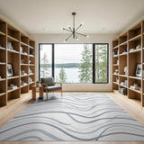 Abstract Area Modern Grey Wavy Abstract Area Rug