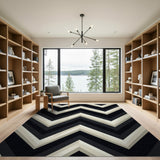 Black White Chevron Zigzag Area Rug