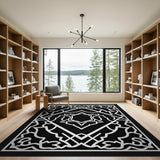 Black White Intricate Persian Area Rug