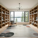 Beige and Neutral Abstract Geometric Circles Area Rug