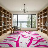 Hot Pink Swirl Dots Area Rug