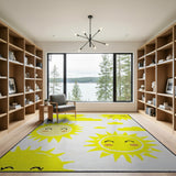 Cheerful Cartoon Sun and Cloud Kids Rug
