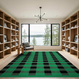 Green Black Buffalo Check Rustic Area Rug