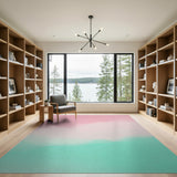 Wavy Pink to Teal Gradient Abstract Area Rug