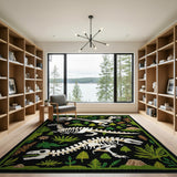 Dino Skeleton Jungle Kids Area Rug