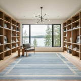 Coastal Beach Blue and Teal Blue Striped Coastal Area Rug