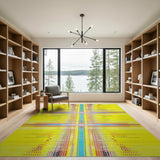 Vibrant Yellow Pixel Dot Matrix Area Rug