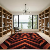 Bold Orange Chevron Geometric Area Rug