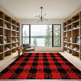 Rustic Red Black Buffalo Plaid Area Rug