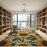 Golden Sunflower Vines Area Rug