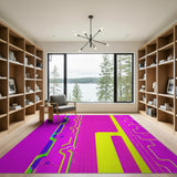 Vivid Pink Yellow Geometric Area Rug