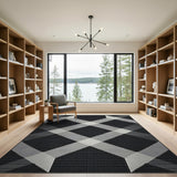 Bold Black White Geometric Diamond Black and White Area Rug